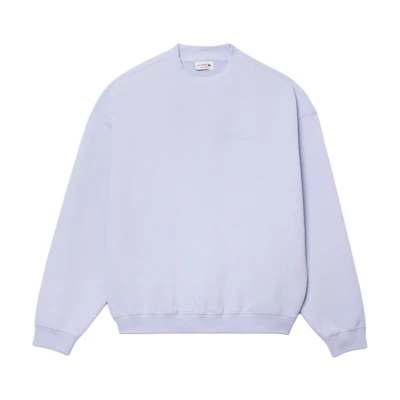 LACOSTE White Crewneck Pullover Sweatshirt - Casual Loose Fit SH7470-J2G