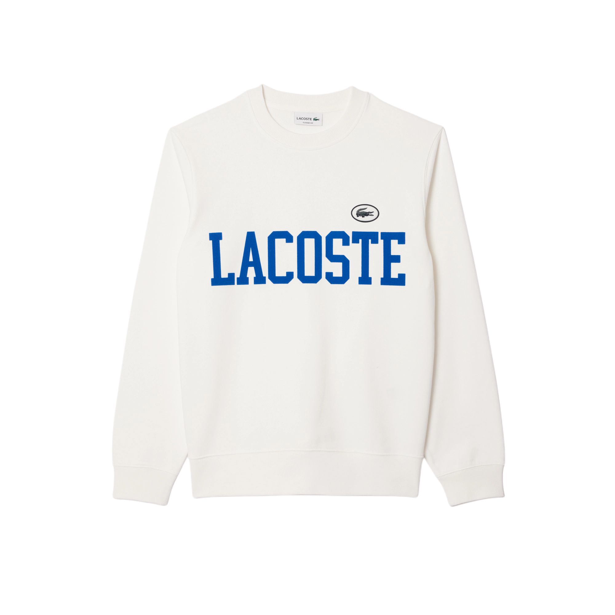LACOSTE White Crewneck Sweatshirt with Letter Print SH7420-70V