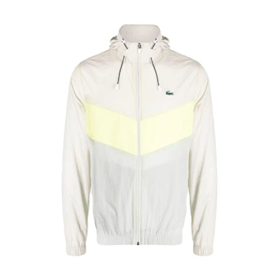 Lacoste White Logo Embroidered Hooded Bomber Jacket BH1042