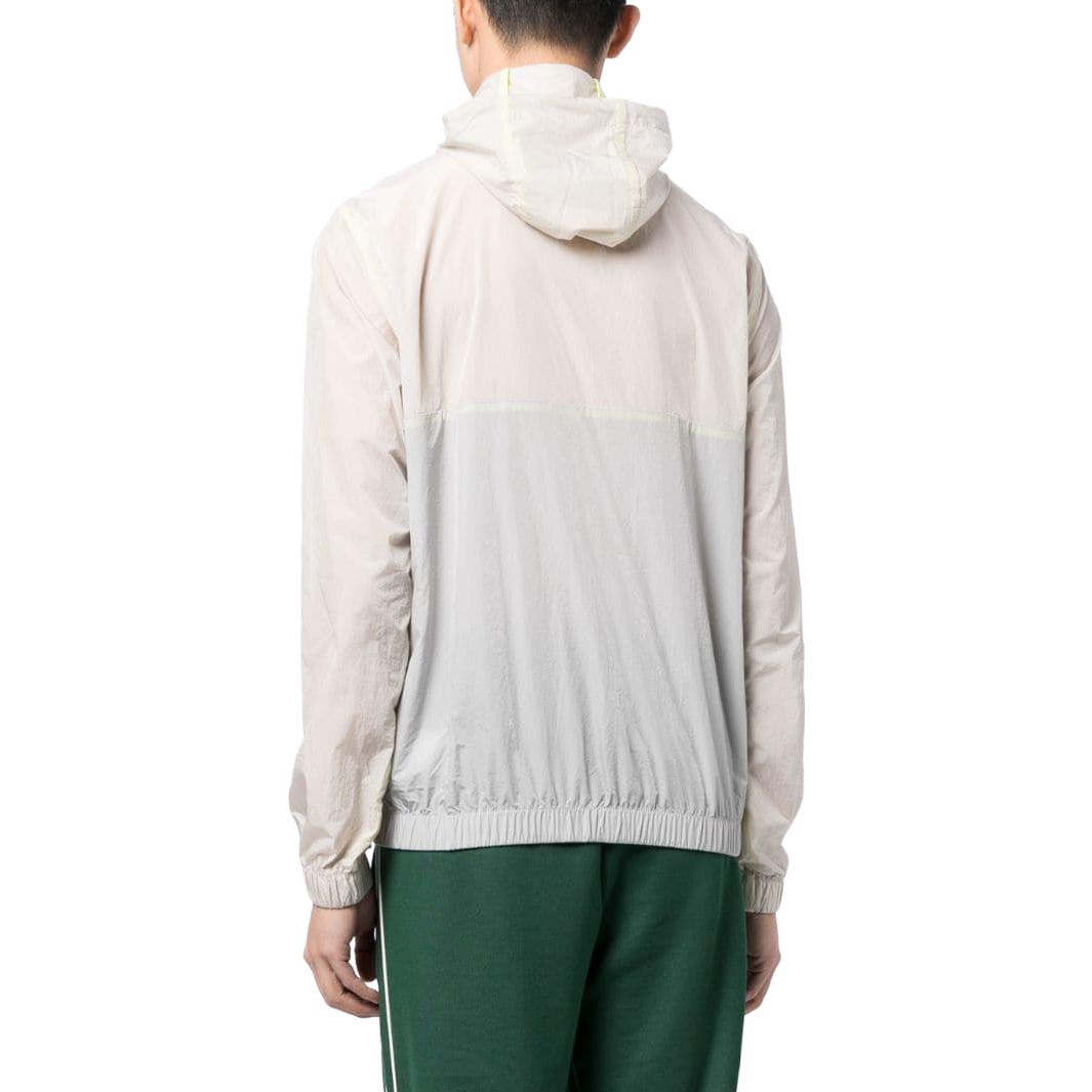 Shop Lacoste White Logo Embroidered Hooded Bomber Jacket BH1042