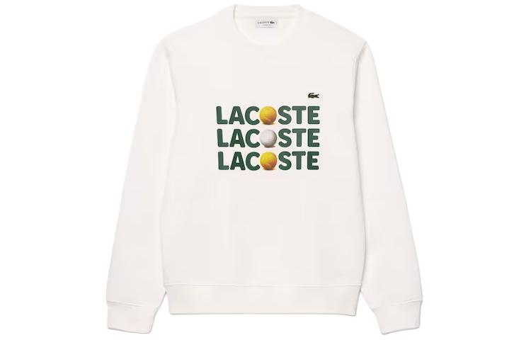 LACOSTE White Pullover Sweatshirt with Letter Design SH7421-70V