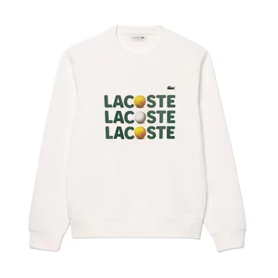 LACOSTE White Pullover Sweatshirt with Letter Design SH7421-70V