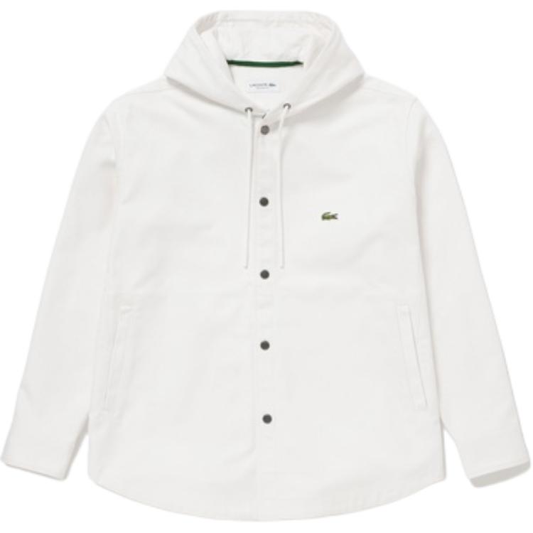 Lacoste White Solid Color Hoodie Loose-Fit Long-Sleeve Jacket CH4732-70V