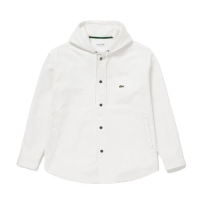 Lacoste White Solid Color Hoodie Loose-Fit Long-Sleeve Jacket CH4732-70V