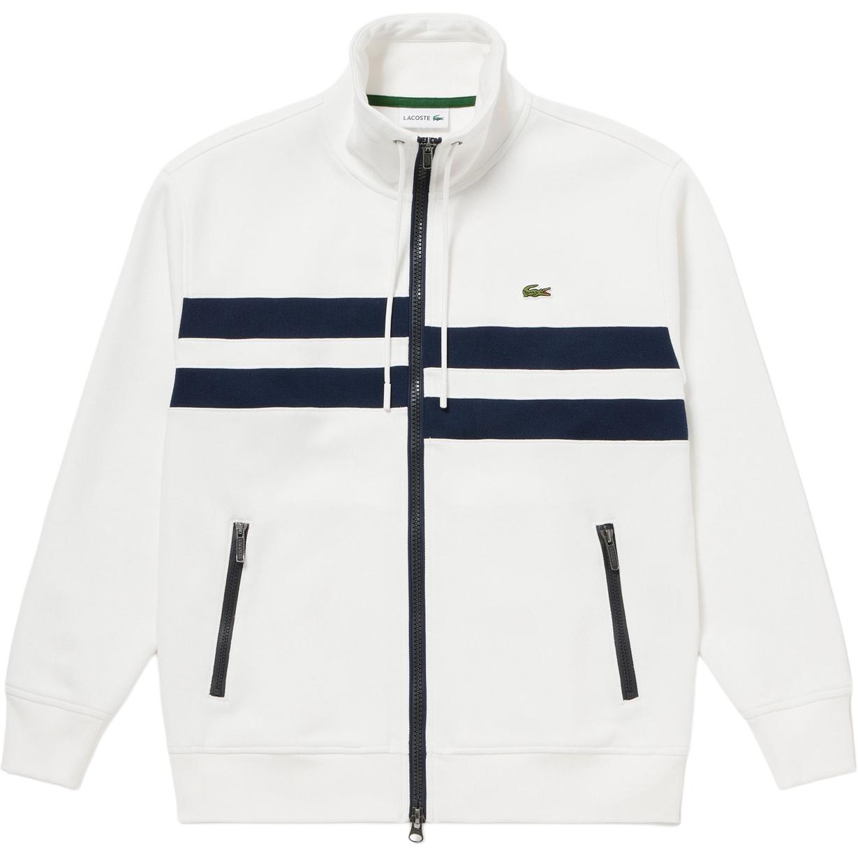 LACOSTE White Striped Panel High-Neck Long-Sleeve Jacket SH4710-70V