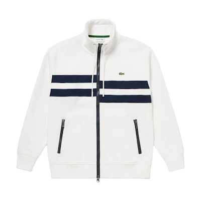 LACOSTE White Striped Panel High-Neck Long-Sleeve Jacket SH4710-70V