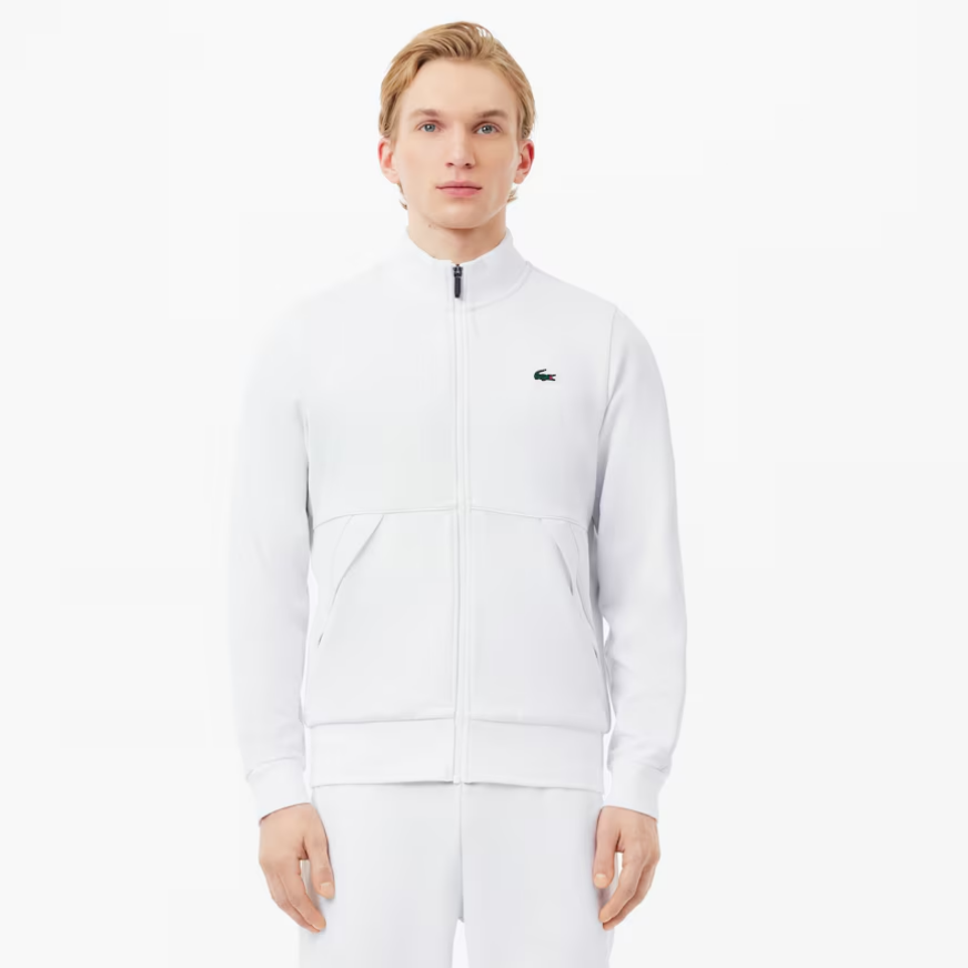 Lookbook Lacoste White Zip-Up Sweatshirt with Animal Logo Plaint SH3444-Z92