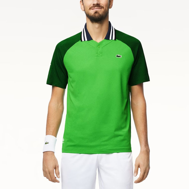 Shop LACOSTE x Daniil Medvedev  Green Striped Tennis Polo Shirt DH7381-IUX