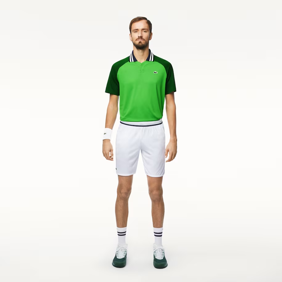 Purchase LACOSTE x Daniil Medvedev  Green Striped Tennis Polo Shirt DH7381-IUX