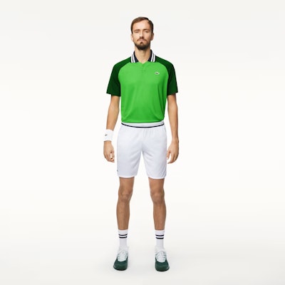 LACOSTE x Daniil Medvedev Green Striped Tennis Polo Shirt DH7381-IUX Purchase LACOSTE x Daniil Medvedev Green Striped Tennis Polo Shirt DH7381-IUX
