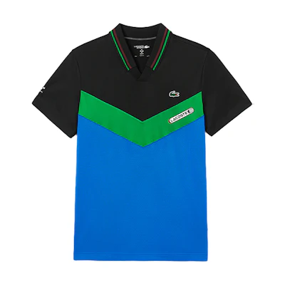 LACOSTE Daniil Medvedev Collab Colorblock Polo Shirt Black Green Blue. DH1099-MIU