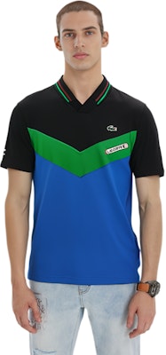 LACOSTE x Daniil Medvedev Collab Colorblock Polo Shirt Black Green Blue. DH1099-MIU Lookbook LACOSTE x Daniil Medvedev Collab Colorblock Polo Shirt Black Green Blue. DH1099-MIU