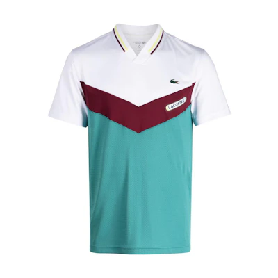 LACOSTE Daniil Medvedev Colorblock V-Neck Polo Shirt Men’s White. DH1099