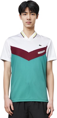 LACOSTE x Daniil Medvedev 男士拼接色V領白色POLO衫 DH1099 Shop LACOSTE x Daniil Medvedev 男士拼接色V領白色POLO衫 DH1099