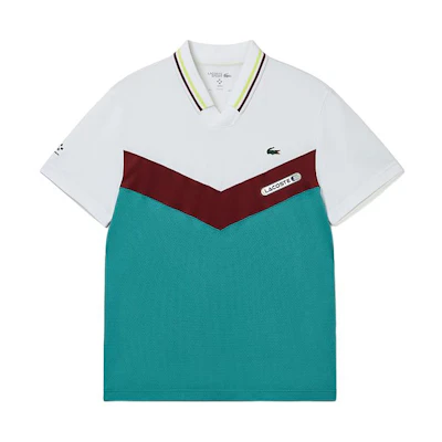 LACOSTE Daniil Medvedev Tennis Polo Shirt White Red Green Collaboration. DH1099-Q7I
