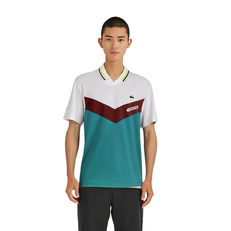 Details for LACOSTE x Daniil Medvedev Tennis Polo Shirt White Red Green  Collaboration. DH1099-Q7I