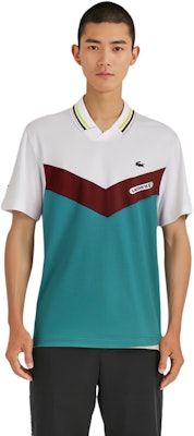 LACOSTE x Daniil Medvedev Tennis Polo Shirt White Red Green Collaboration. DH1099-Q7I Details for LACOSTE x Daniil Medvedev Tennis Polo Shirt White Red Green Collaboration. DH1099-Q7I