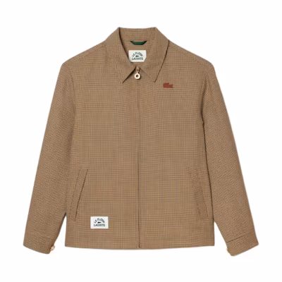 LACOSTE le FLEUR FW23 Houndstooth Zip Jacket Light Brown for Men BH3241-10-C50