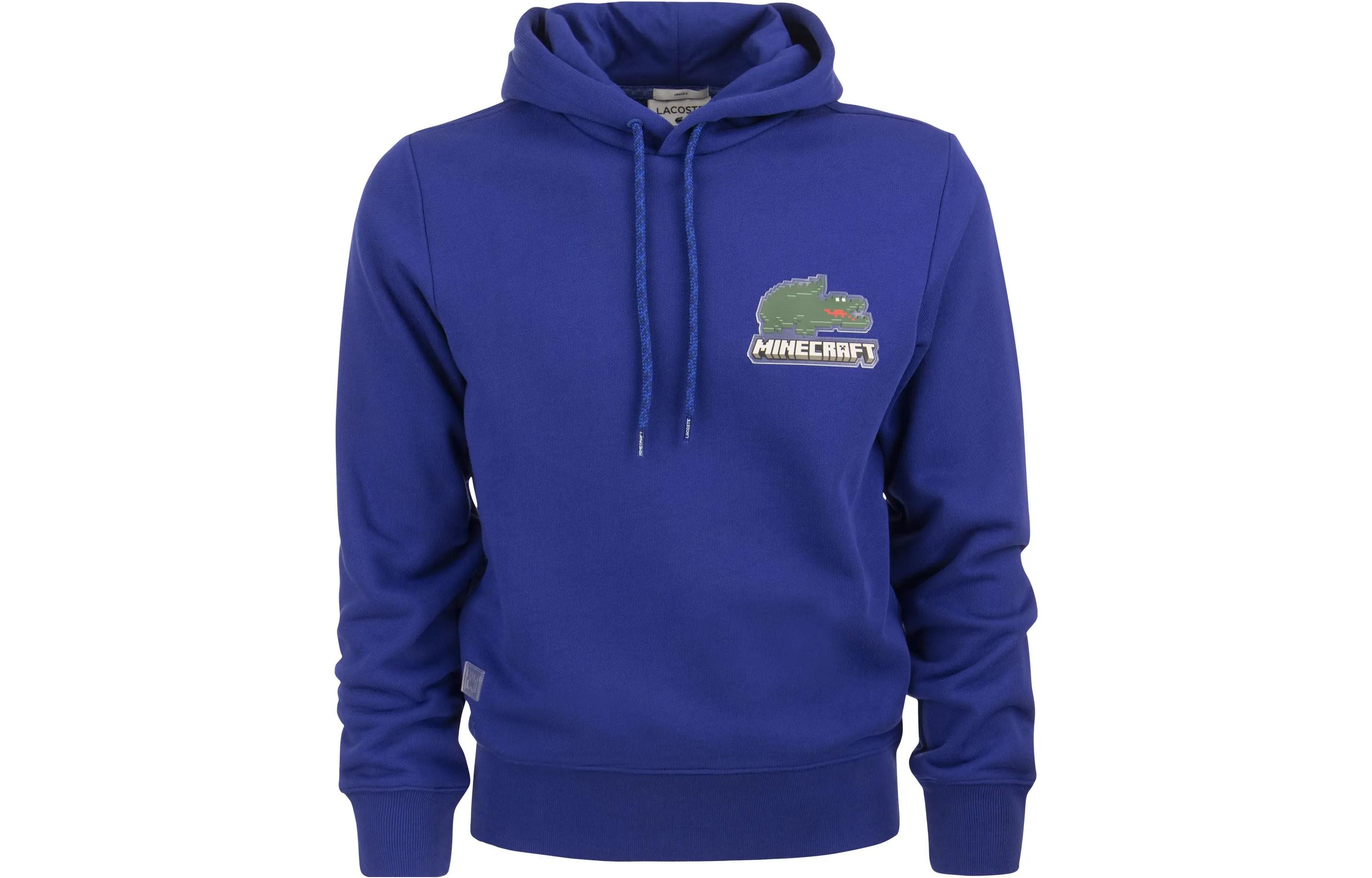 LACOSTE Minecraft SS22 Logo Cotton Fleece Hoodie Blue () SH3849BDM