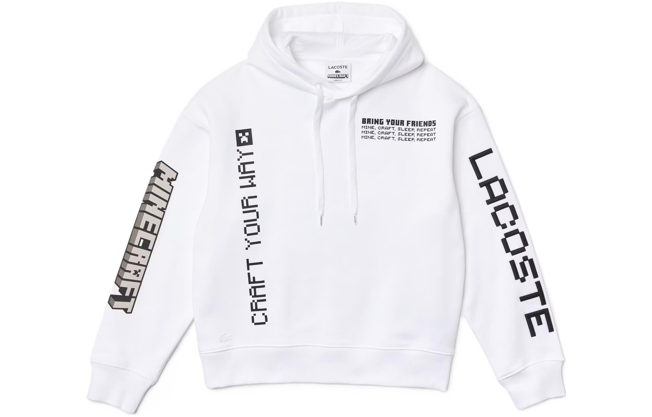 LACOSTE Minecraft White Fleece Hoodie Winter Edition SH3815-001