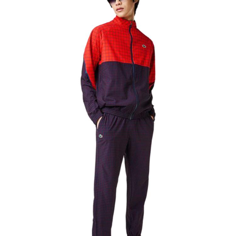 Lookbook LACOSTE x Novak Djokovic Red Plaid Tennis Track Jacket & Pants  Set. WH5206-BQS