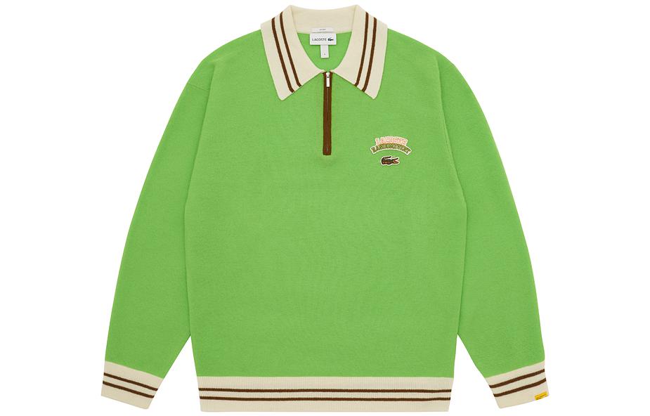 LACOSTE x RANDOMEVENT  Green Knit Collared Long Sleeve Sweater. AH3261-PJR