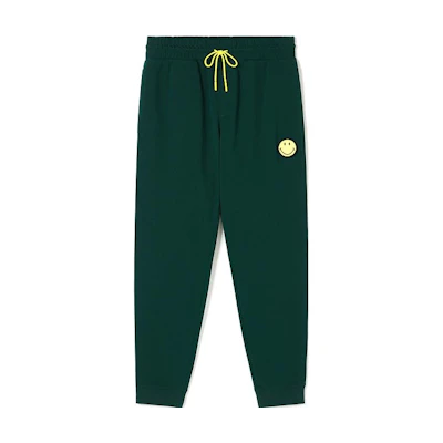 LACOSTE SMILEY FW23 Green Jogger Sweatpants with Smiley Embroidery. XH9279