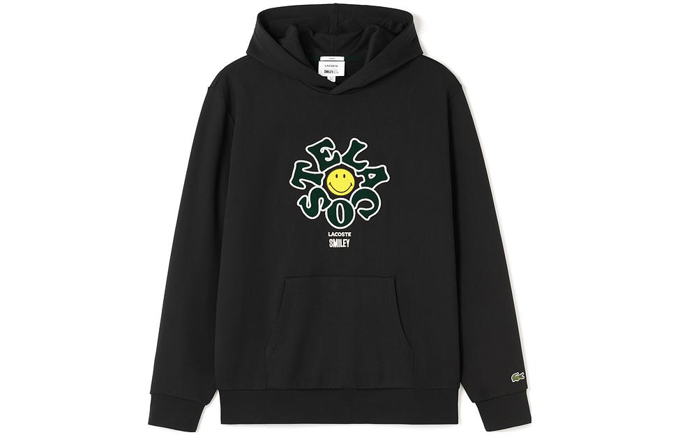 Lacoste SMILEY FW23 Unisex Black Hoodie with Logo & Smiley Face Design SH9273 圖 2
