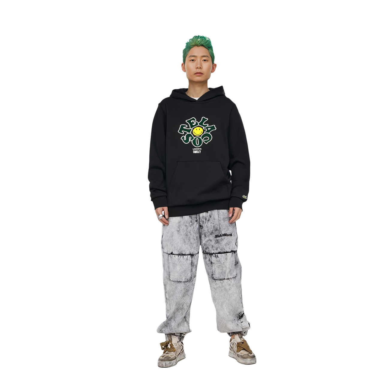 Lacoste SMILEY FW23 Unisex Black Hoodie with Logo & Smiley Face Design SH9273 圖 6