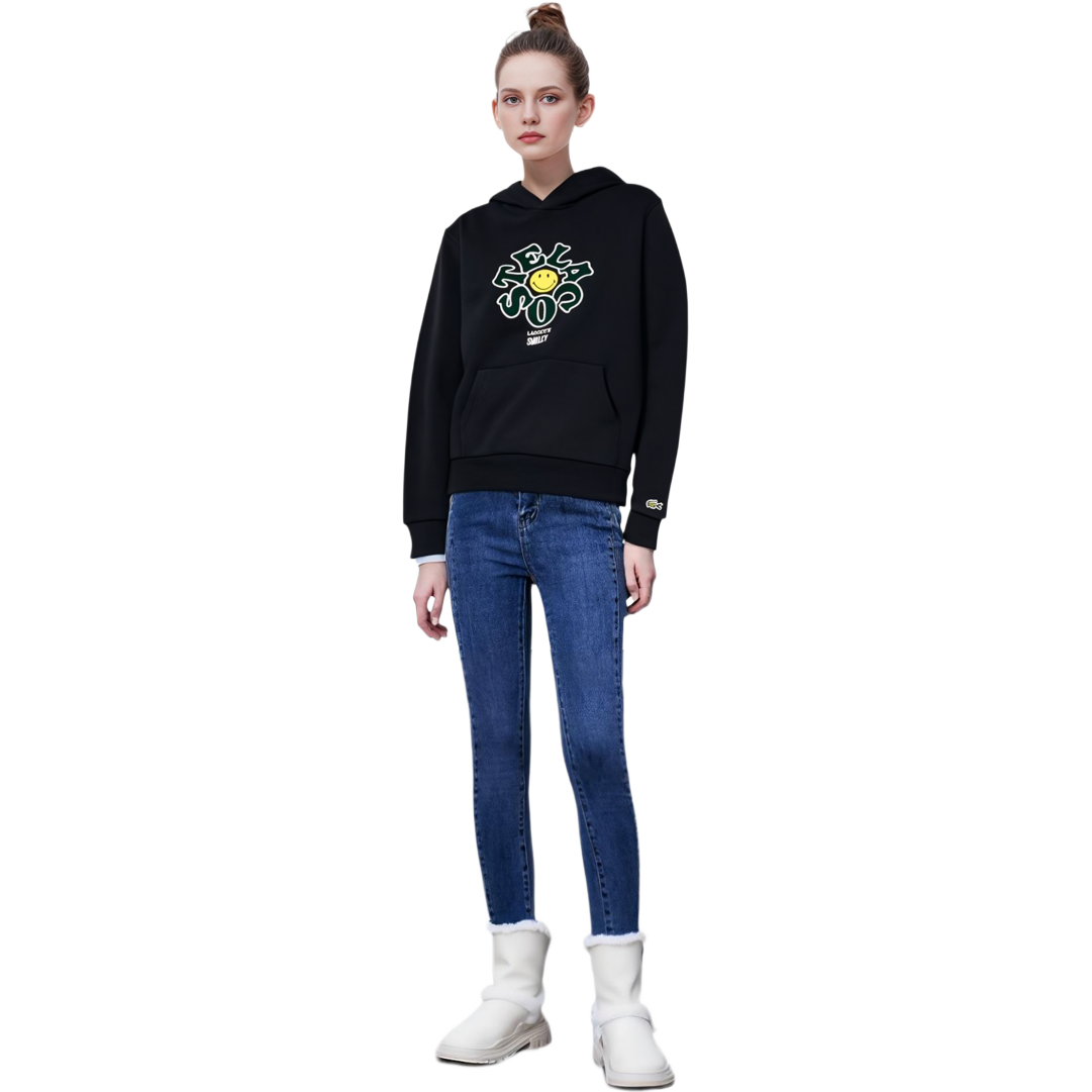 Lacoste SMILEY FW23 Unisex Black Hoodie with Logo & Smiley Face Design SH9273 圖 7