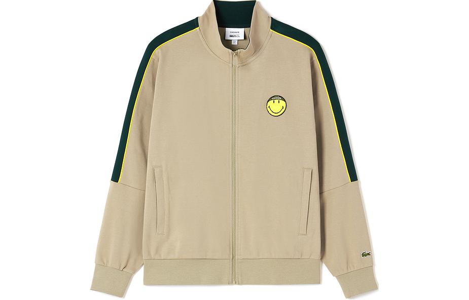 LACOSTE SMILEY Zip-Up Cardigan Sweatshirt Khaki Color Collaboration SH9241-174496