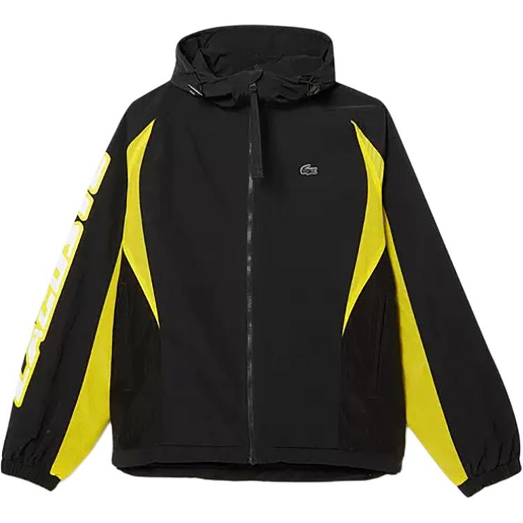 Lacoste Yellow Black Logo Outdoor Casual Zipper Hoodie Jacket BH0552-TJ6