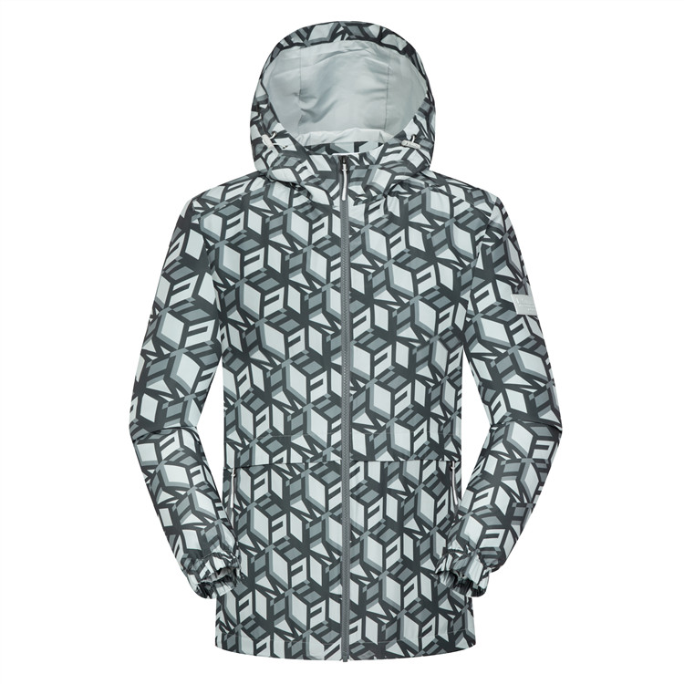Lafuma Geometric Full-Print Outdoor Windproof Water-Repellent Jacket - Gray LMJA3AF19