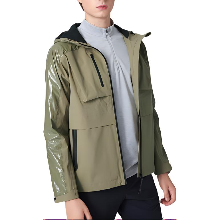 Lafuma SS21 Water-Resistant Colorblock Hooded Jacket in Linen Brown LMJA1AS18