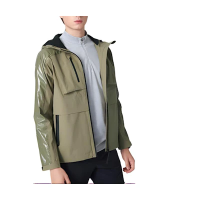 Lafuma SS21 Water-Resistant Colorblock Hooded Jacket in Linen Brown LMJA1AS18