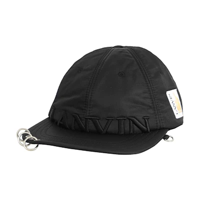 Lanvin Black Baseball Cap with Letter Decoration AM-HATQ00-NYPR-10