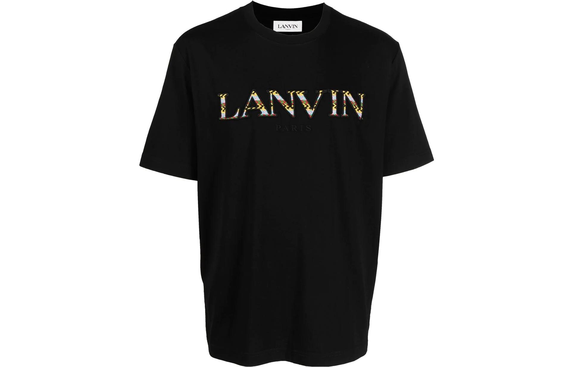 Lanvin  Black Crew Neck Logo Embroidered Short Sleeve T-Shirt RM-TS0005-J207-H2210