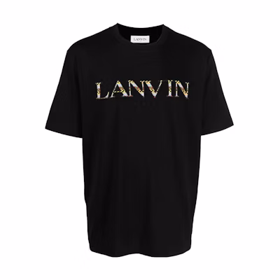 Lanvin Black Crew Neck Logo Embroidered Short Sleeve T-Shirt RM-TS0005-J207-H2210