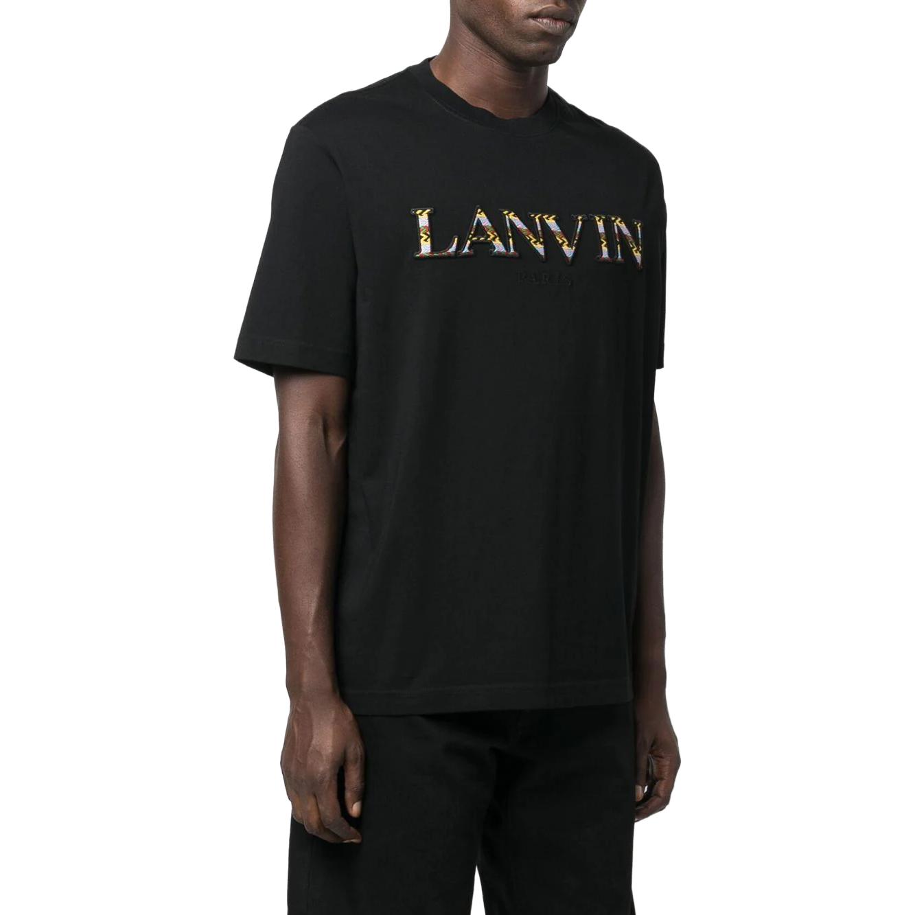 Purchase Camiseta Negra Lanvin Cuello Redondo con Logo Bordado de Manga Corta. RM-TS0005-J207-H2210