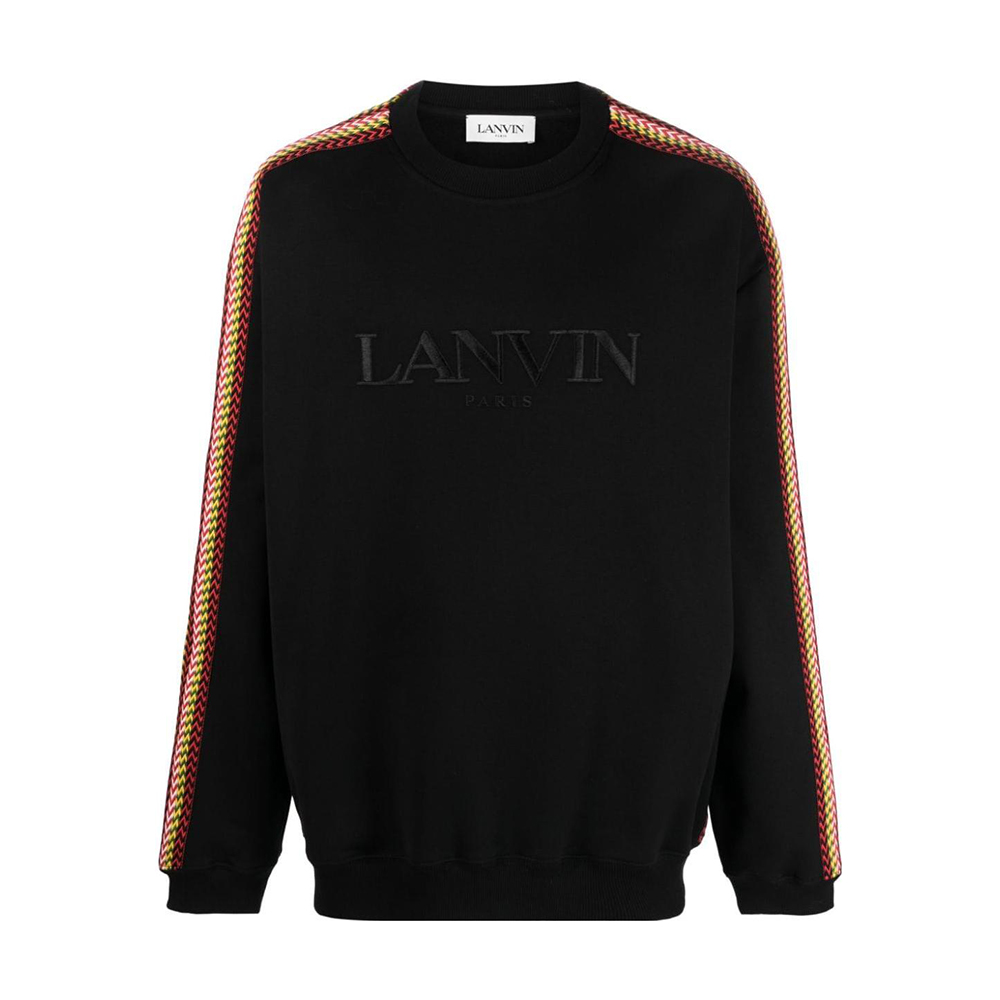 Lanvin  Black Embroidered Logo Striped Crewneck Sweatshirt. RM-SS0004-J212-H2310