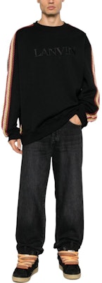 Sudadera Lanvin Negra con Logo Bordado y Rayas Cuello Redondo. RM-SS0004-J212-H2310 Lookbook Sudadera Lanvin Negra con Logo Bordado y Rayas Cuello Redondo. RM-SS0004-J212-H2310