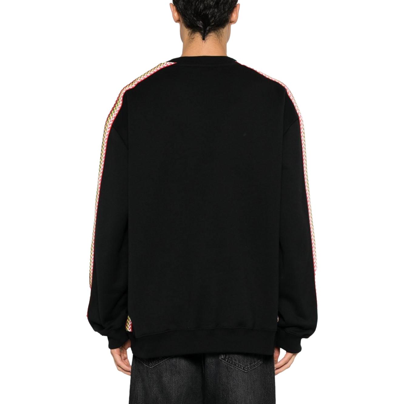 Shop Sudadera Lanvin Negra con Logo Bordado y Rayas Cuello Redondo. RM-SS0004-J212-H2310