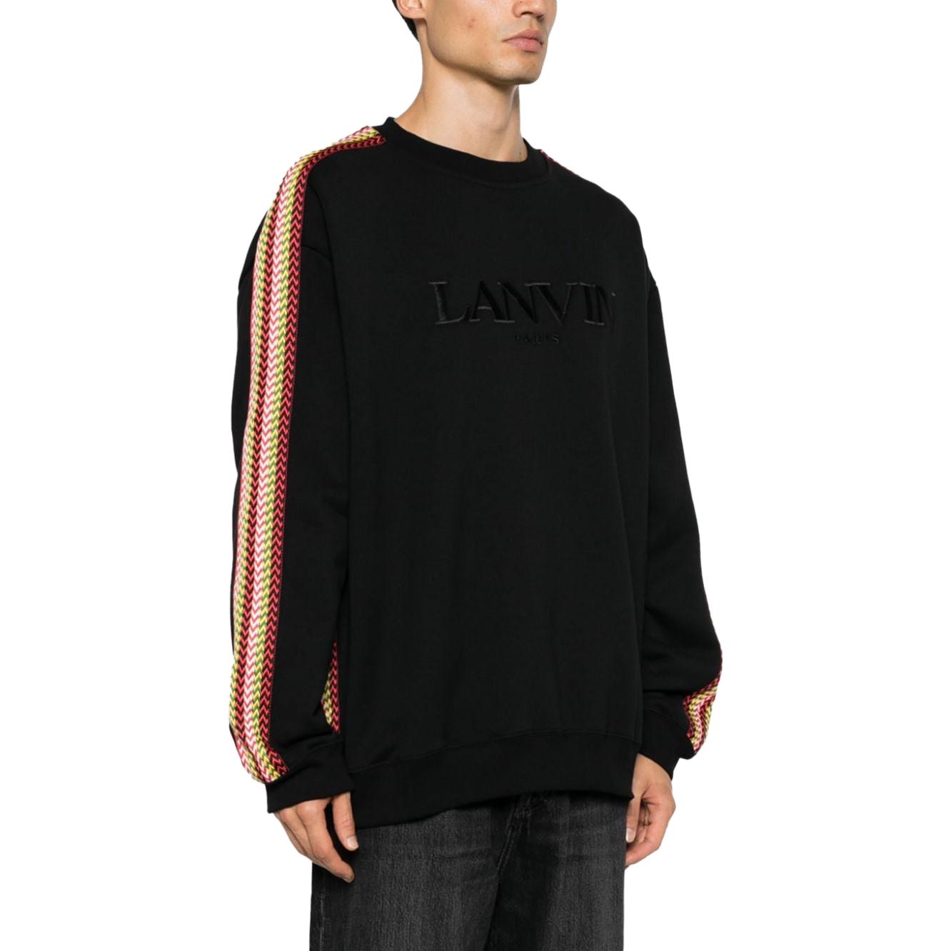 Purchase Sudadera Lanvin Negra con Logo Bordado y Rayas Cuello Redondo. RM-SS0004-J212-H2310