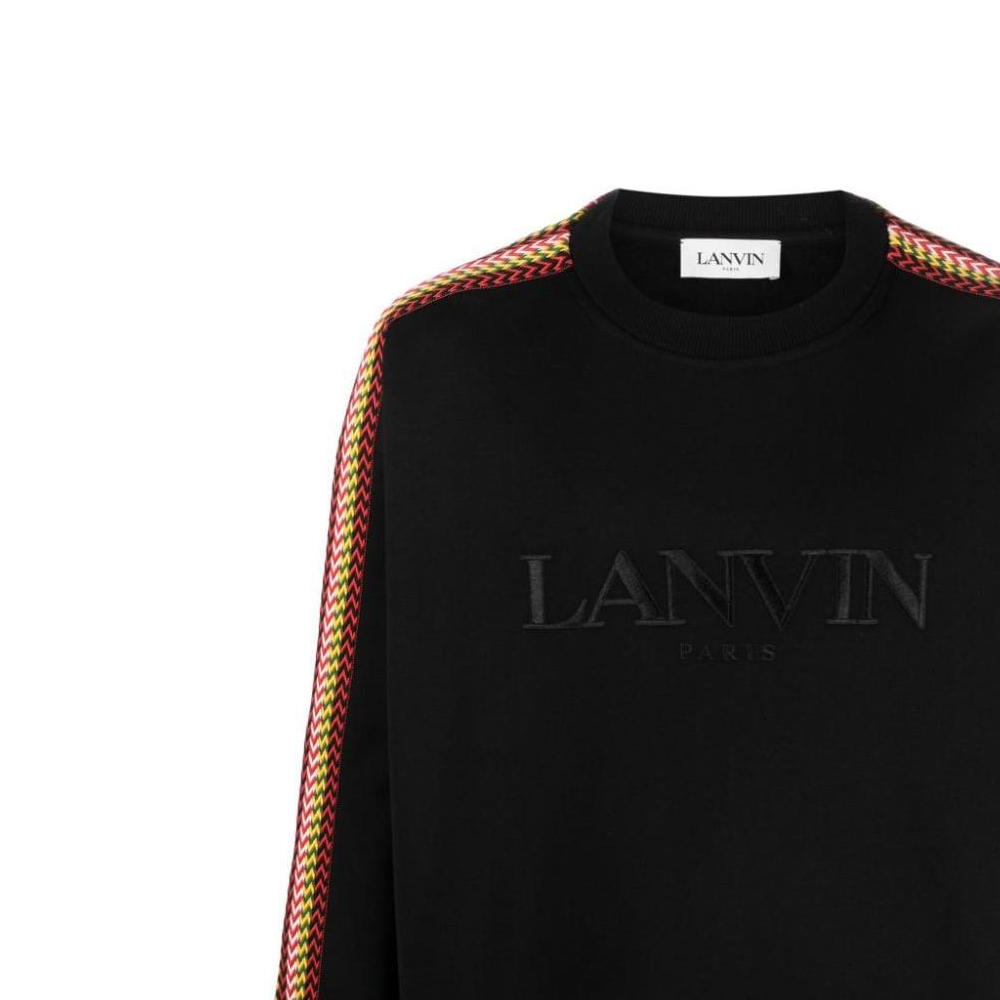 Details for Sudadera Lanvin Negra con Logo Bordado y Rayas Cuello Redondo. RM-SS0004-J212-H2310