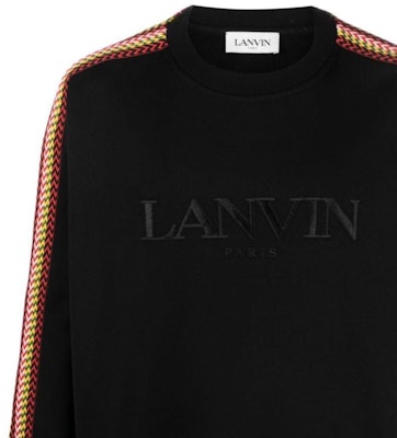 Sudadera Lanvin Negra con Logo Bordado y Rayas Cuello Redondo. RM-SS0004-J212-H2310 Details for Sudadera Lanvin Negra con Logo Bordado y Rayas Cuello Redondo. RM-SS0004-J212-H2310