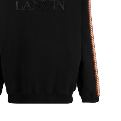 Sudadera Lanvin Negra con Logo Bordado y Rayas Cuello Redondo. RM-SS0004-J212-H2310 Sizing Sudadera Lanvin Negra con Logo Bordado y Rayas Cuello Redondo. RM-SS0004-J212-H2310