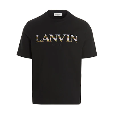 Lanvin Black Logo Embroidered Crewneck T-Shirt. RM-TS000-5J20-710