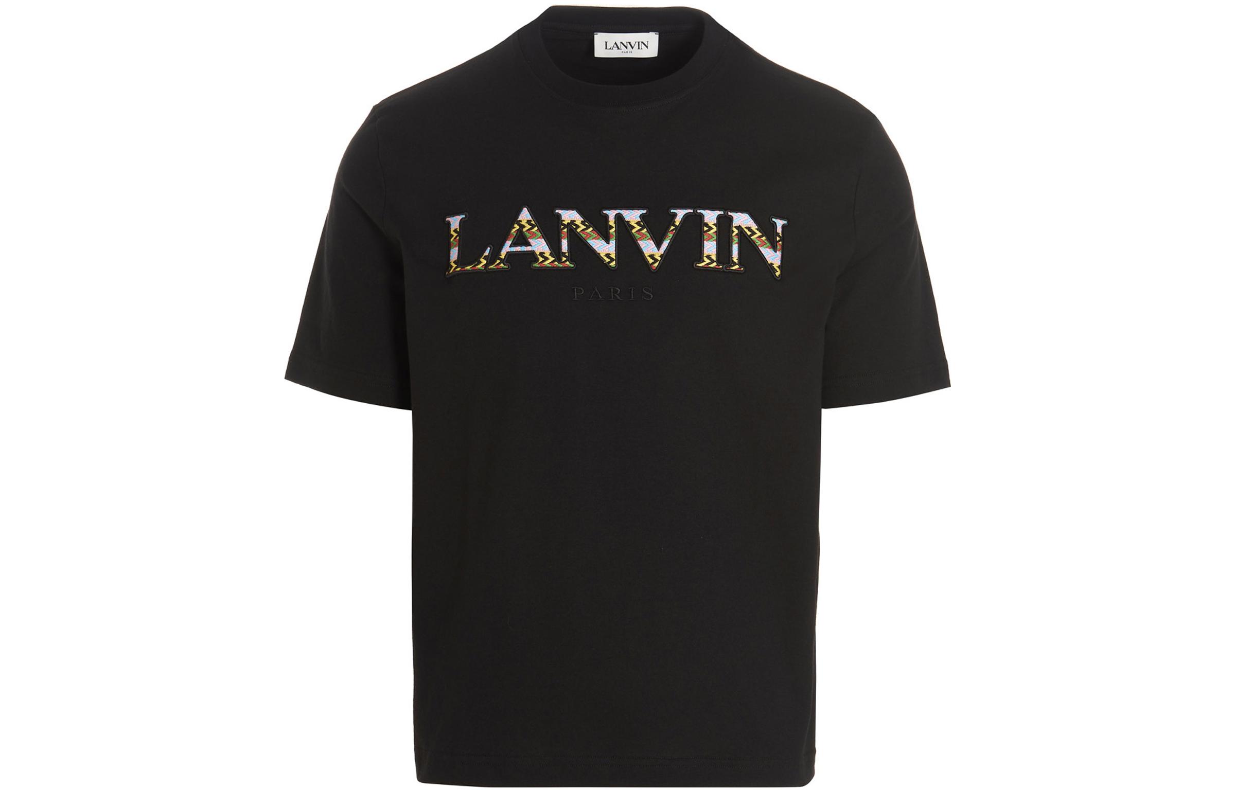 Order Lanvin Baju T-Shirt Crewneck Hitam Logo Sulaman. RM-TS000-5J20-710