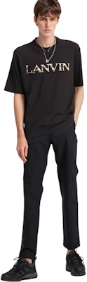 Camiseta Negra Lanvin con Logo Bordado y Cuello Redondo. RM-TS000-5J20-710 Shop Camiseta Negra Lanvin con Logo Bordado y Cuello Redondo. RM-TS000-5J20-710