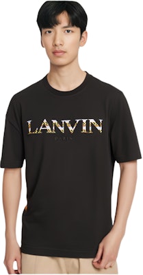 Camiseta Negra Lanvin con Logo Bordado y Cuello Redondo. RM-TS000-5J20-710 Sizing Camiseta Negra Lanvin con Logo Bordado y Cuello Redondo. RM-TS000-5J20-710